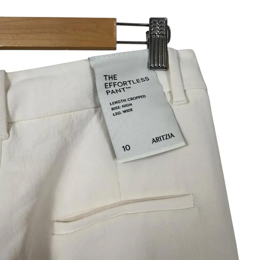 Aritzia Wide Leg Cropped Linen Pants in Light Beige